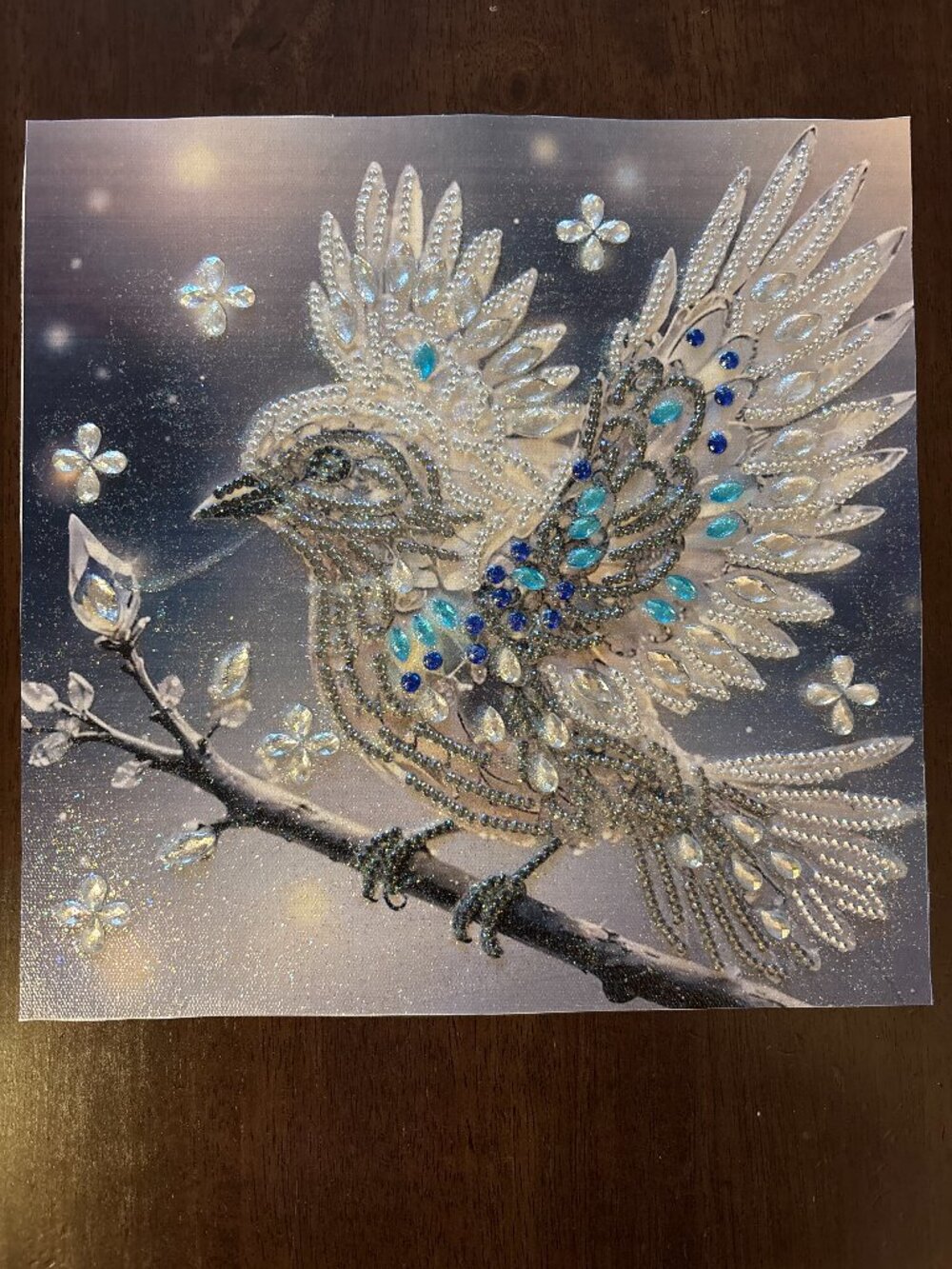 Silver Bird Diamond Art Painting - Unframed - 10"x10"